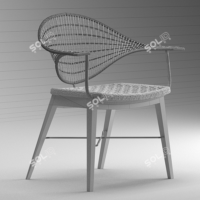 ABBA Chair: Stylish Wood & Fabric 3D model image 4