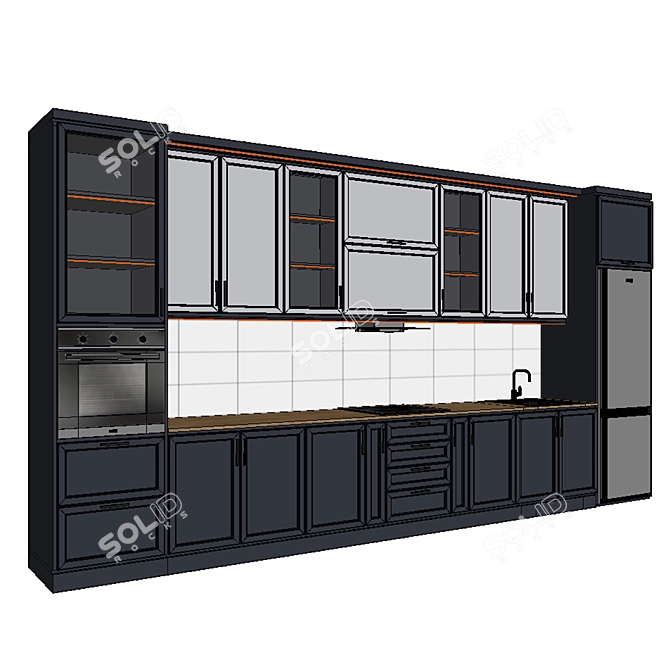 Custom Kitchen Furniture with Framed Facades 3D model image 3