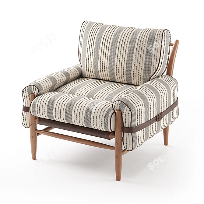 Handcrafted Maple Striped Chair 3D model image 1