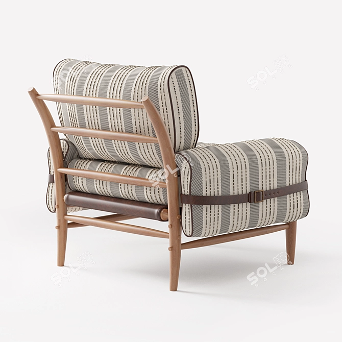 Handcrafted Maple Striped Chair 3D model image 2