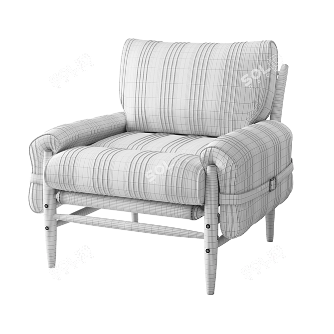 Handcrafted Maple Striped Chair 3D model image 5