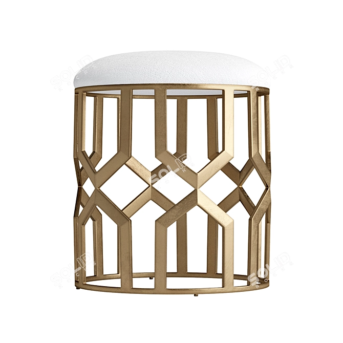 Modern Geometric Accent Stool with Antique Brass Finish 3D model image 3