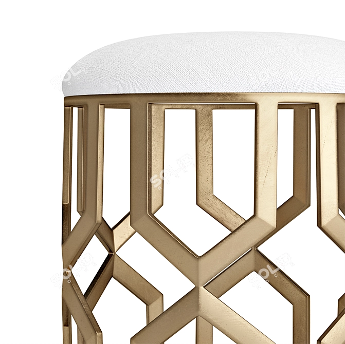 Modern Geometric Accent Stool with Antique Brass Finish 3D model image 4