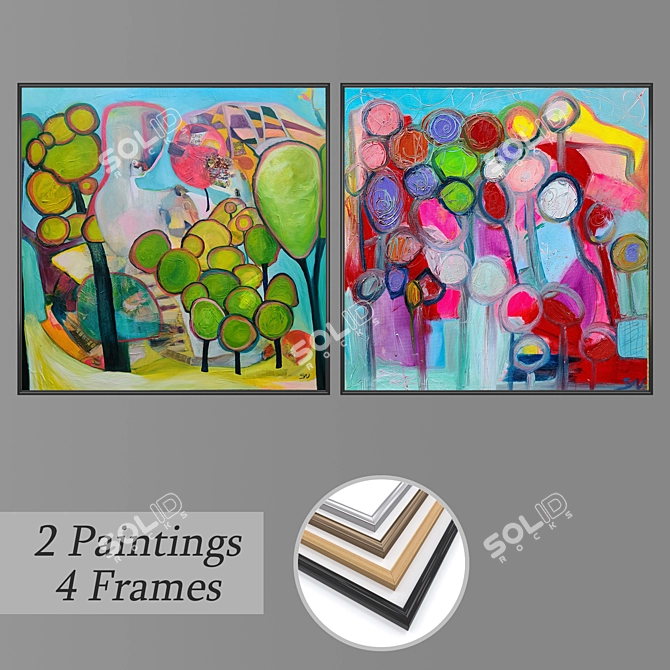 Modern Wall Art Set with Multiple Frames 3D model image 1