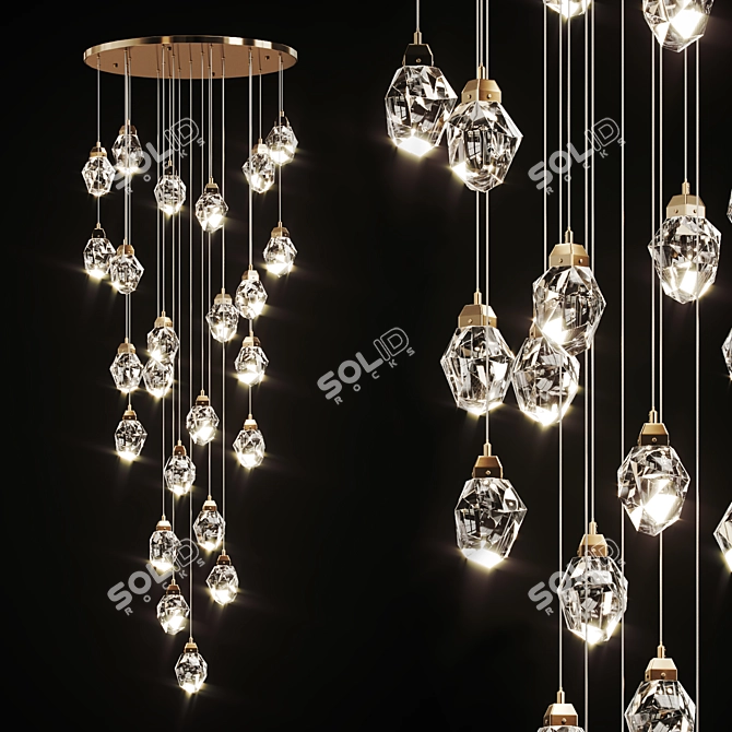 Elegant Crystal Pendant Lamp 3D model image 1