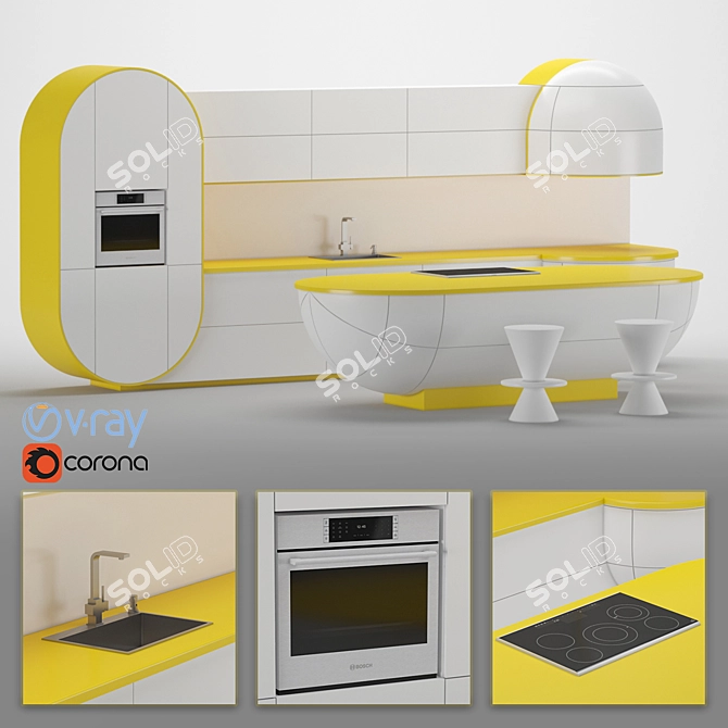 Modern Fantasy Kitchen 3D model image 1