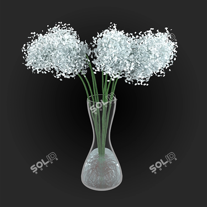 Pure White Chrysanthemum Bouquet 3D model image 1