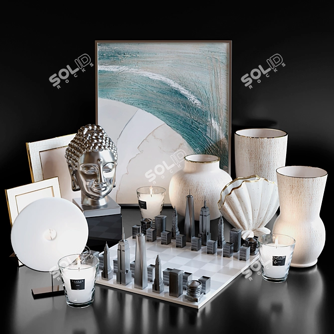 Minimalist Chess Decor Set 3D model image 1