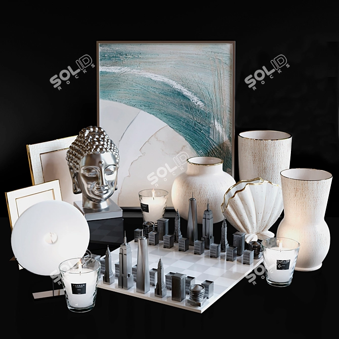 Minimalist Chess Decor Set 3D model image 4