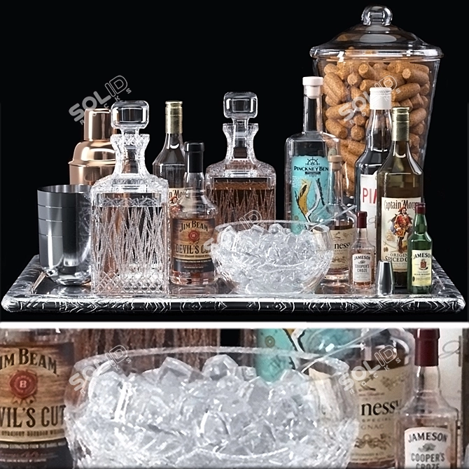 Premium Alcoholic Set: Whiskey, Crystal, Lekker, Wine, Vodka 3D model image 1