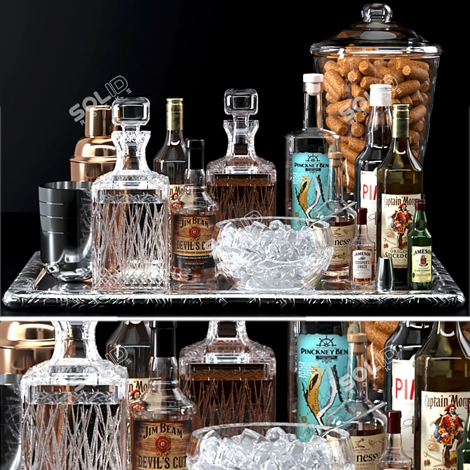 Premium Alcoholic Set: Whiskey, Crystal, Lekker, Wine, Vodka 3D model image 3