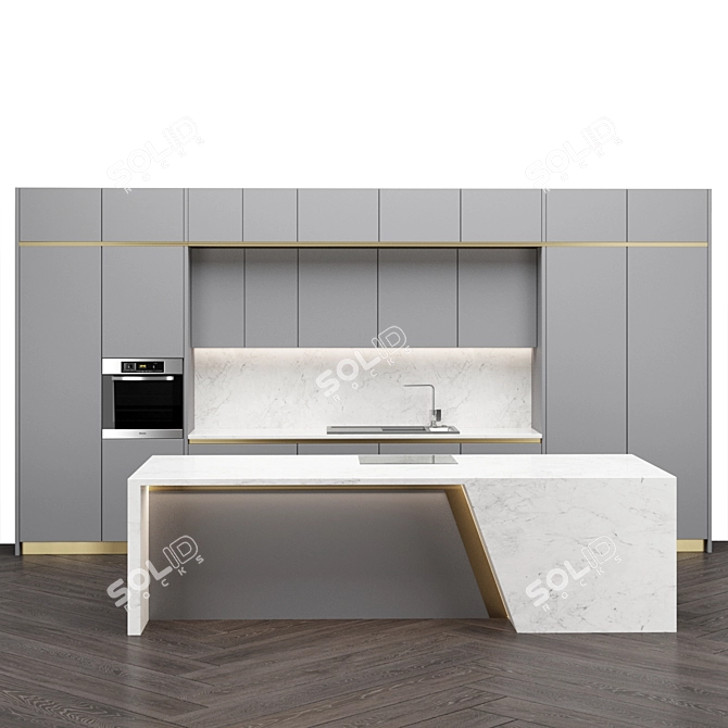 Modern Kitchen Set 2 3D model image 1