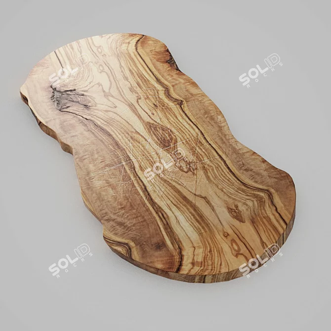 Rustic Olive Wood Chopping Board 3D model image 1