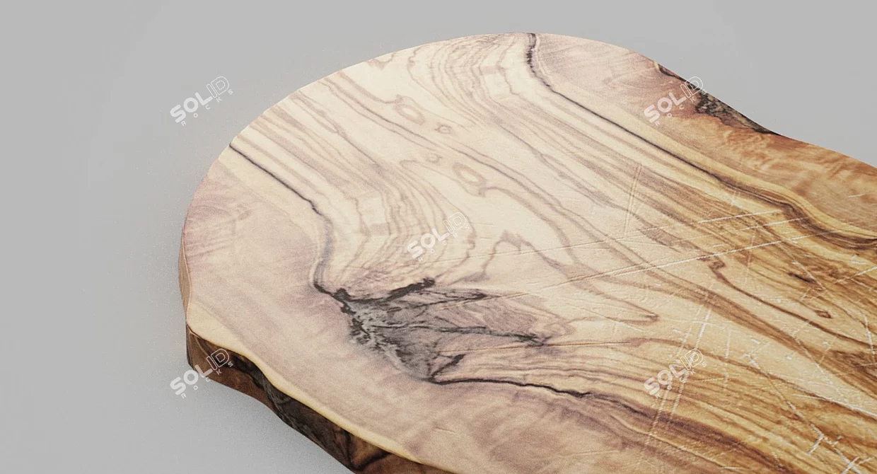 Rustic Olive Wood Chopping Board 3D model image 2