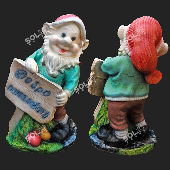 Whimsical Garden Gnome 3D model image 4