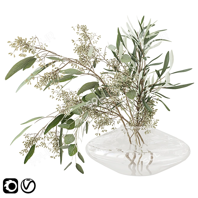Fresh Green Eucalyptus Bouquet 3D model image 1