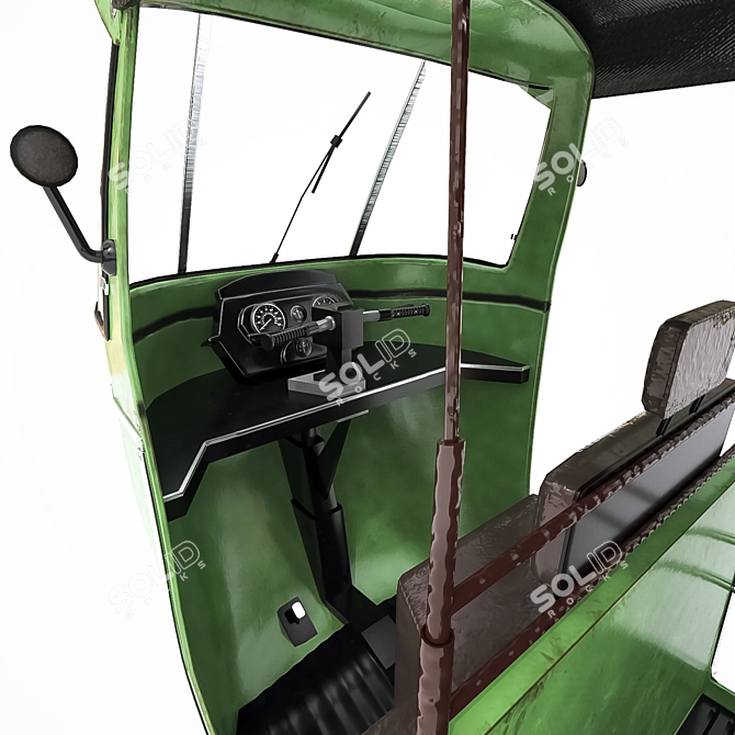 Vintage Rickshaw: Mid-Poly, PBR Textures 3D model image 2