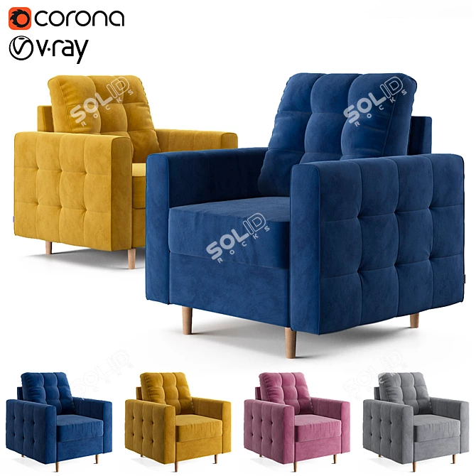 Luxurious Armchair with Askona Amani Design 3D model image 1