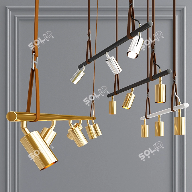Streamlined Brass Pendant Lighting 3D model image 1