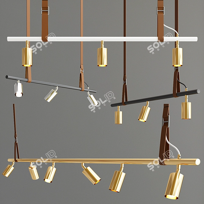 Streamlined Brass Pendant Lighting 3D model image 2