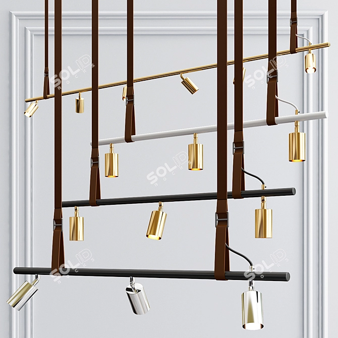 Streamlined Brass Pendant Lighting 3D model image 3