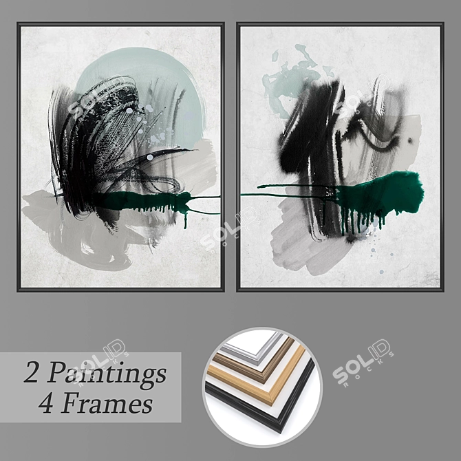 Modern Wall Art Set with Multiple Frames 3D model image 1