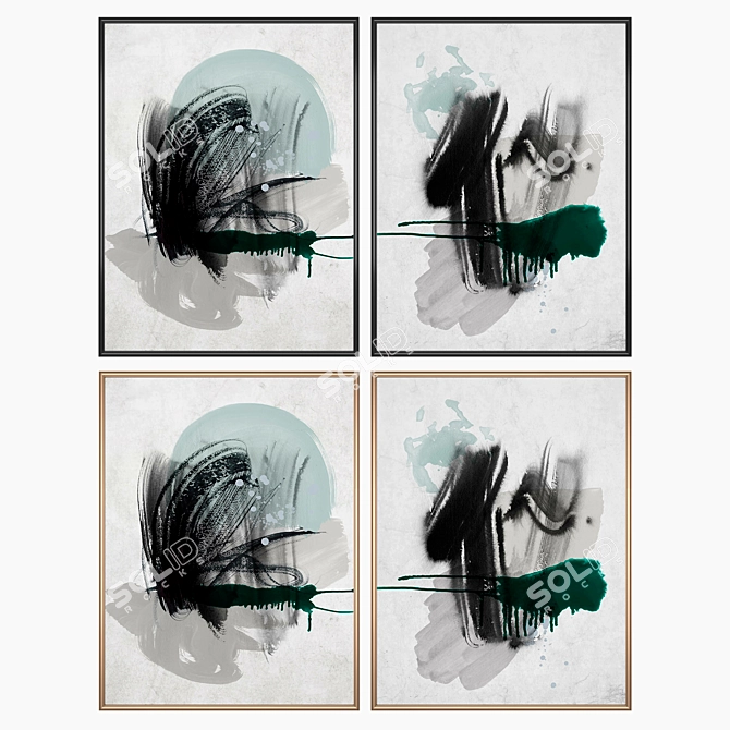 Modern Wall Art Set with Multiple Frames 3D model image 2