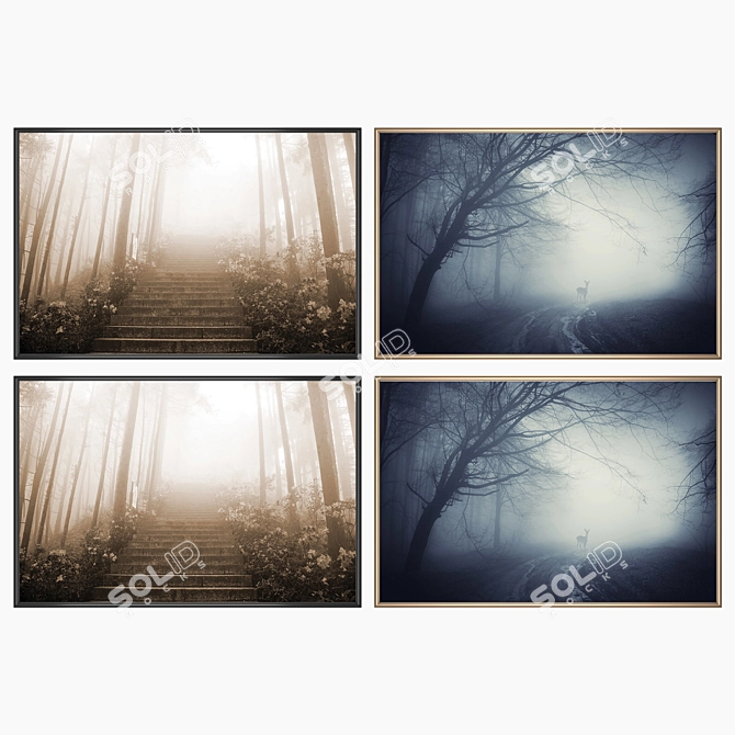 Contemporary Wall Art Set with Multiple Frame Options 3D model image 2