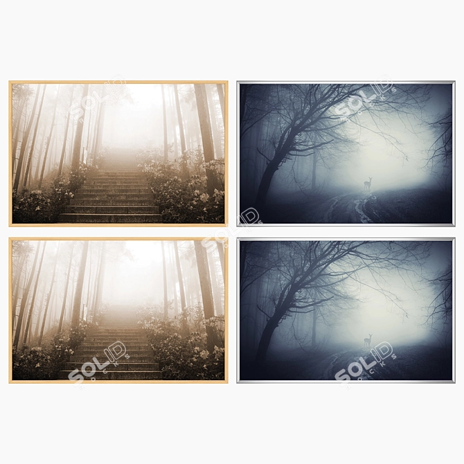 Contemporary Wall Art Set with Multiple Frame Options 3D model image 3