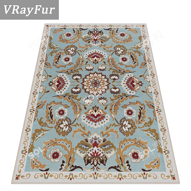 Luxury Carpets Collection: Set of 3 High-Quality Textured Rugs 3D model image 2