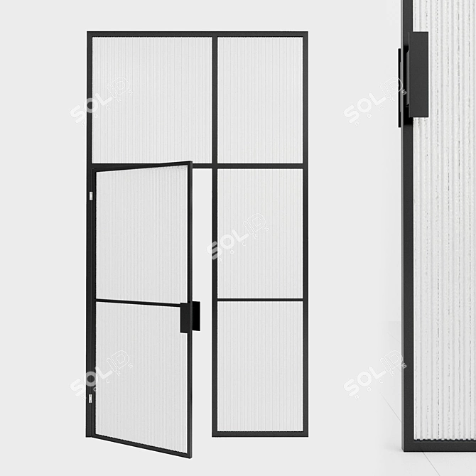 Modern Glass Partition Door 3D model image 1