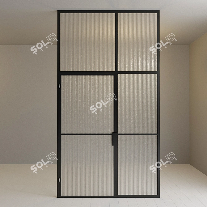 Modern Glass Partition Door 3D model image 2