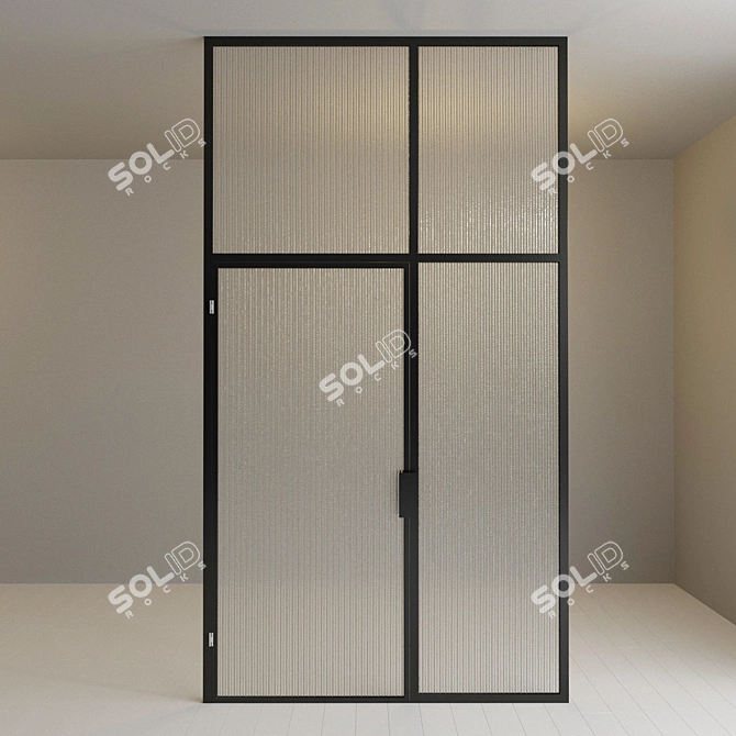 Modern Glass Partition Door 3D model image 2