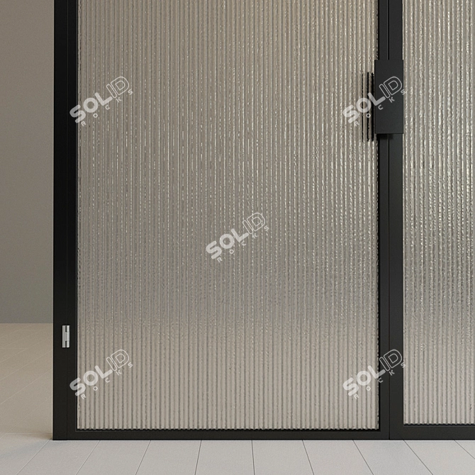 Sleek Glass Partition with Door 3D model image 2