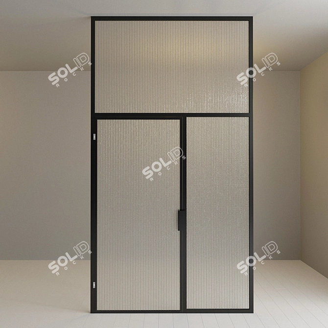 Sleek Glass Partition with Door 3D model image 3