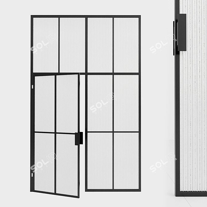 Sleek Glass Partition Door 3D model image 1