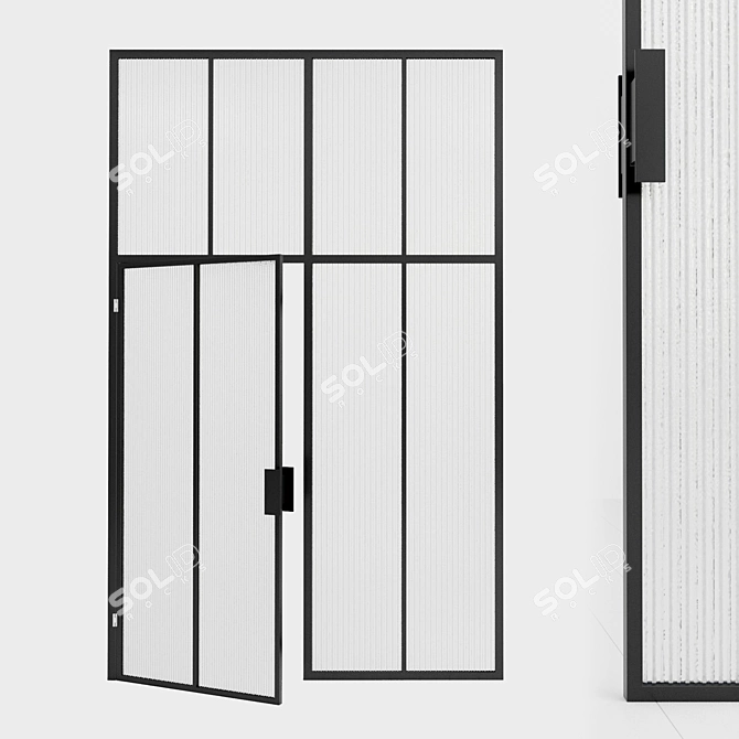 Modern Metal and Glass Partition Door 3D model image 1