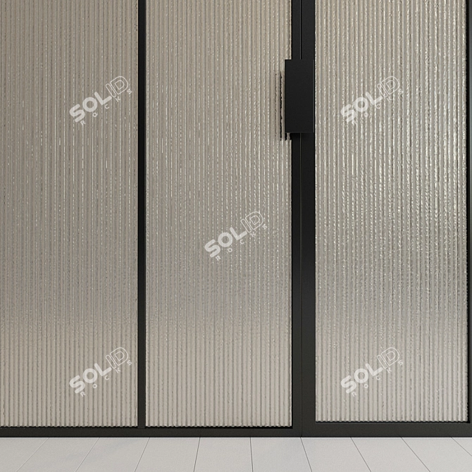 Modern Metal and Glass Partition Door 3D model image 2