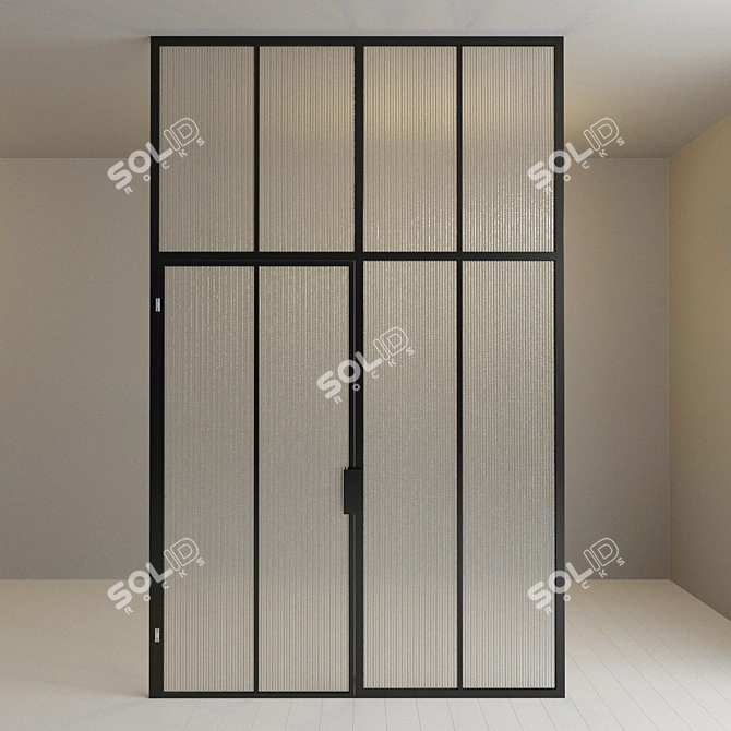 Modern Metal and Glass Partition Door 3D model image 3