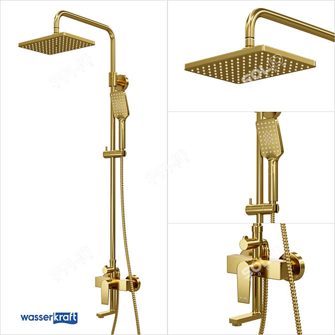 Elegant Aisch Shower Set - Matte Gold 3D model image 1