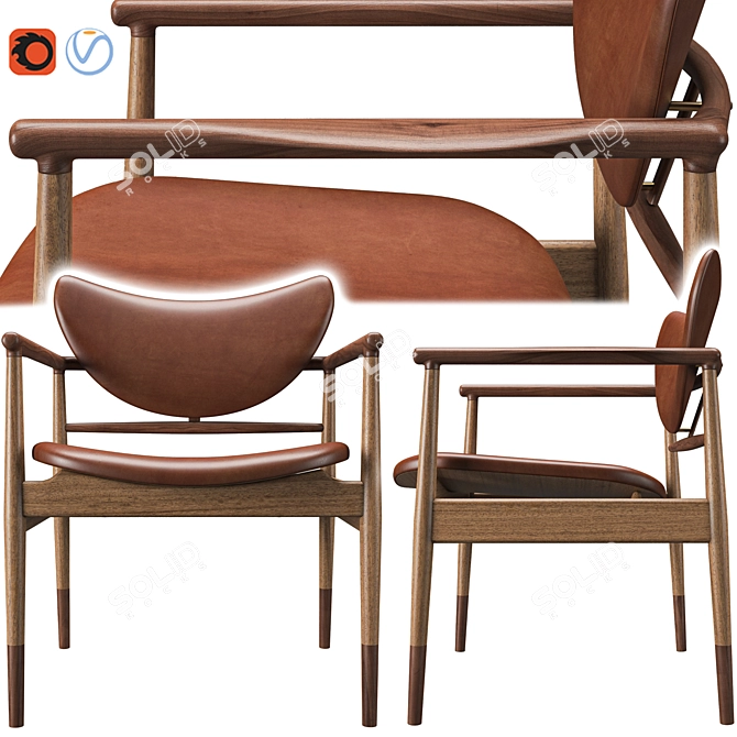 48 Chair & Kaufmann Table | Finn Juhl Design 3D model image 2