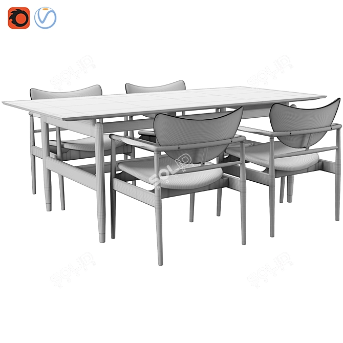 48 Chair & Kaufmann Table | Finn Juhl Design 3D model image 4