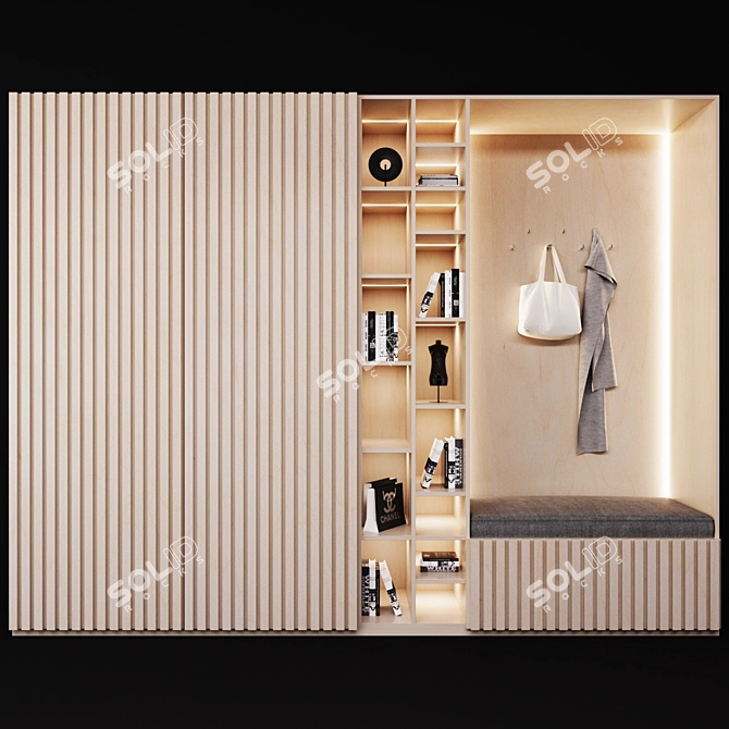 Modern Plywood Hallway 3D model image 1