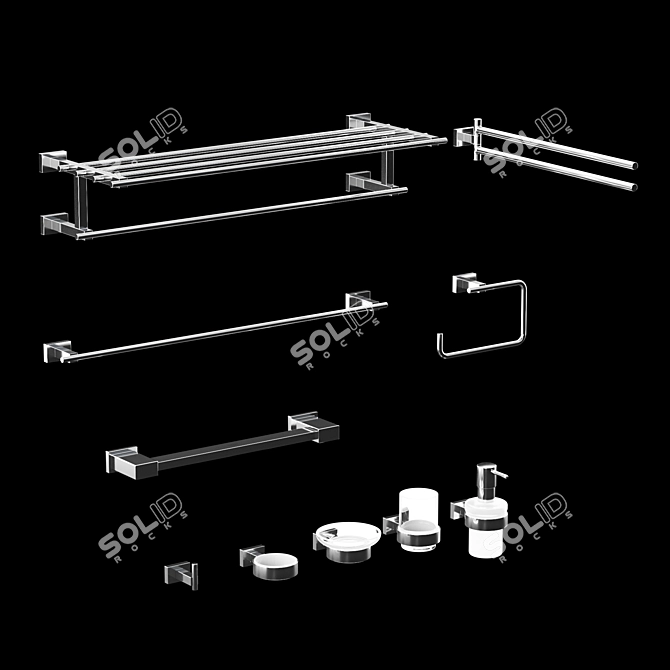 Sleek Grohe Cube Bathroom Set 3D model image 1