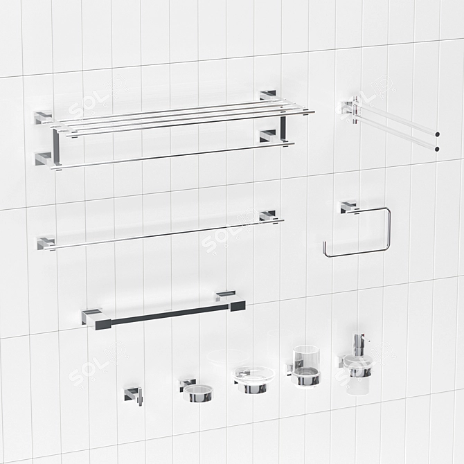 Sleek Grohe Cube Bathroom Set 3D model image 2