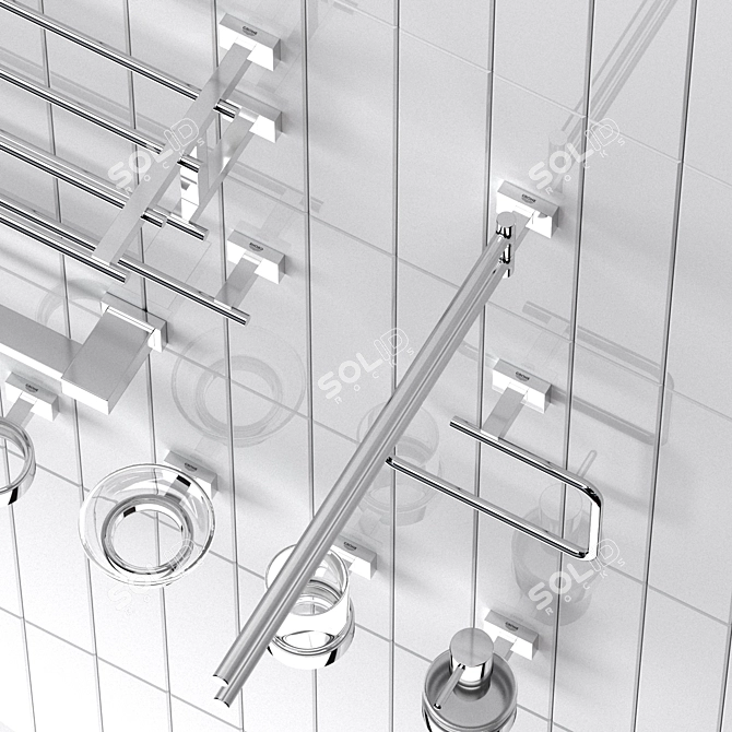 Sleek Grohe Cube Bathroom Set 3D model image 3