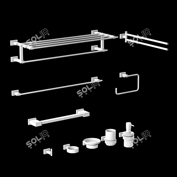 Sleek Grohe Cube Bathroom Set 3D model image 4