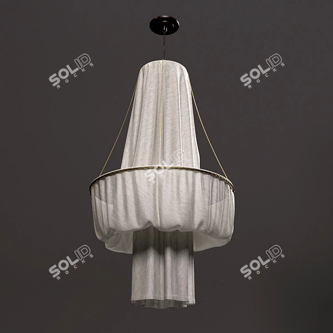 Golden Wire Fabric Chandelier 3D model image 1