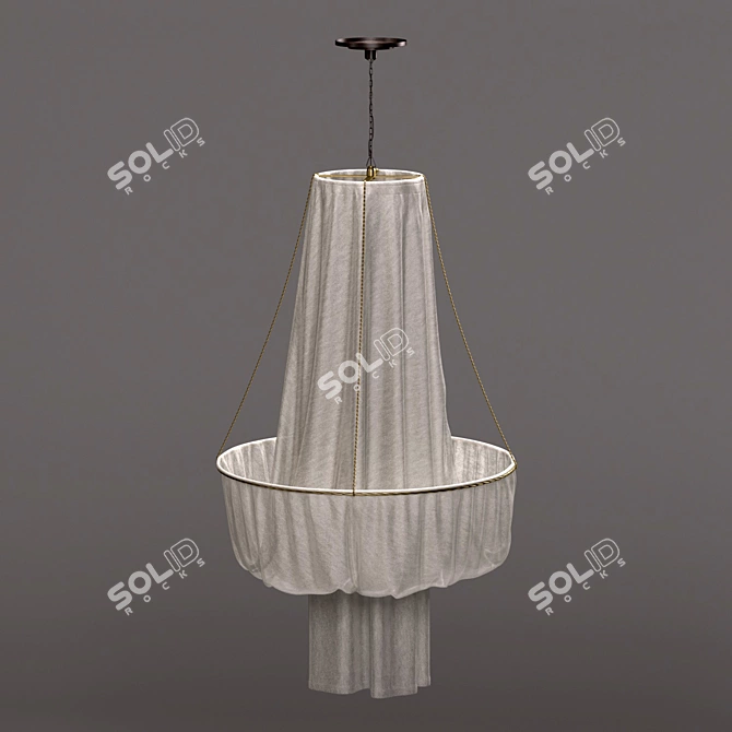 Golden Wire Fabric Chandelier 3D model image 2