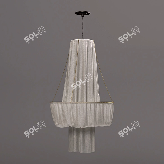 Golden Wire Fabric Chandelier 3D model image 3